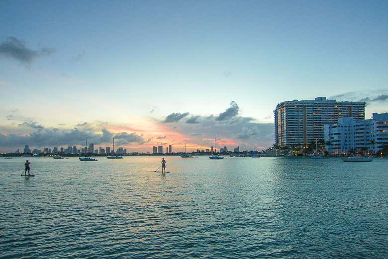 Paddling along the Miami coastline